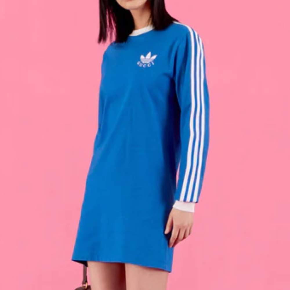 Gucci X adidas mini dress long shirt XXL blue cobalt 2022 collab sold out